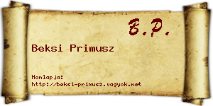 Beksi Primusz névjegykártya